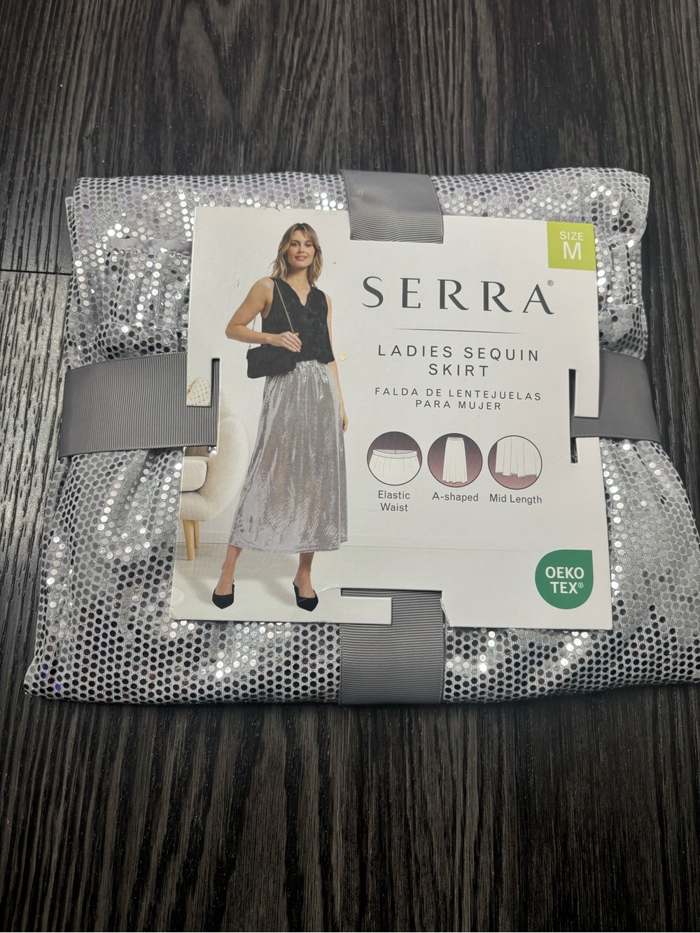Serra Silver Sequin A-Line Skirt
